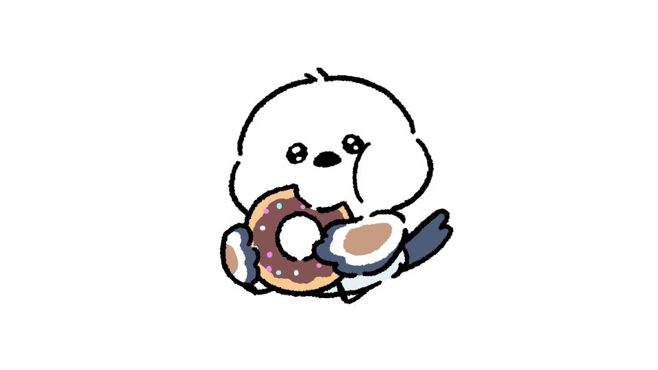 ドーナツを食べるシマエナガの画像
