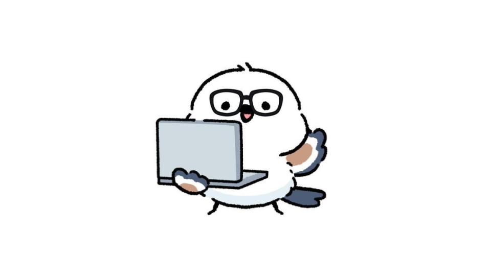 パソコンで調べるシマエナガ