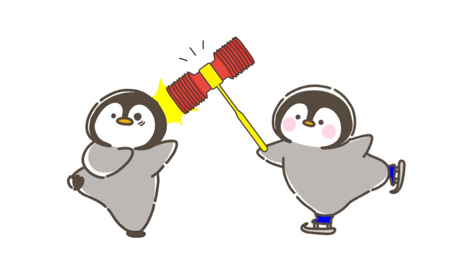 ピコピコハンマーを使うペンギンの画像