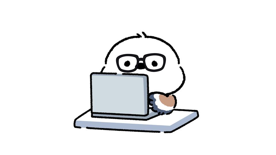 落ち着いてPCをするシマエナガの画像